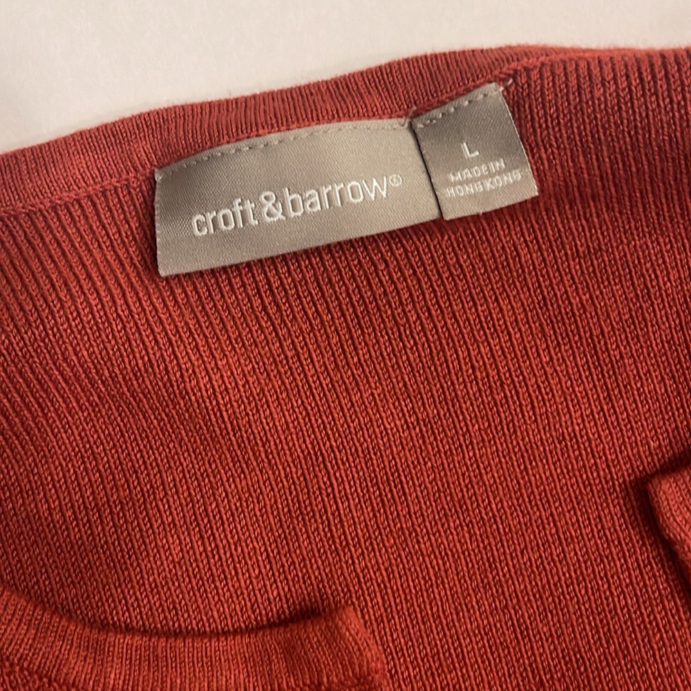 Vintage Croft & barrow sweater 3/4 sleeve fine knit size large rust color - Picture 7 of 9